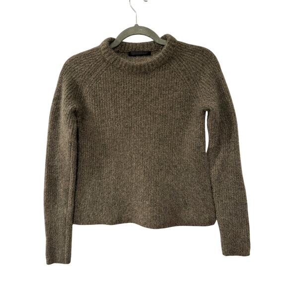 Jenni Kayne XS 100% Cashmere Fisherman Sweater $425 Fitted Olive Green/Dark Gray - Picture 2 of 9